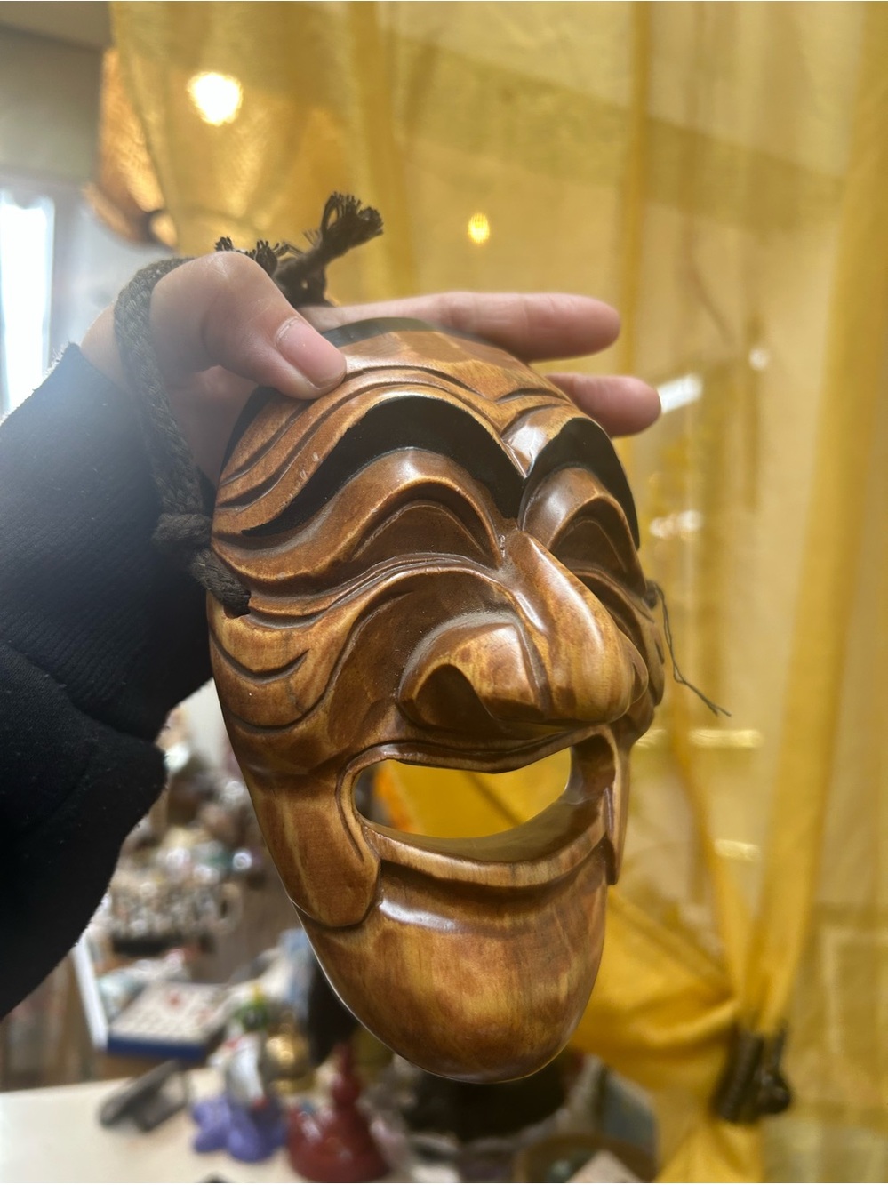 Art traditional Korean wooden Hahoe Mask, specifically representing the Yangban